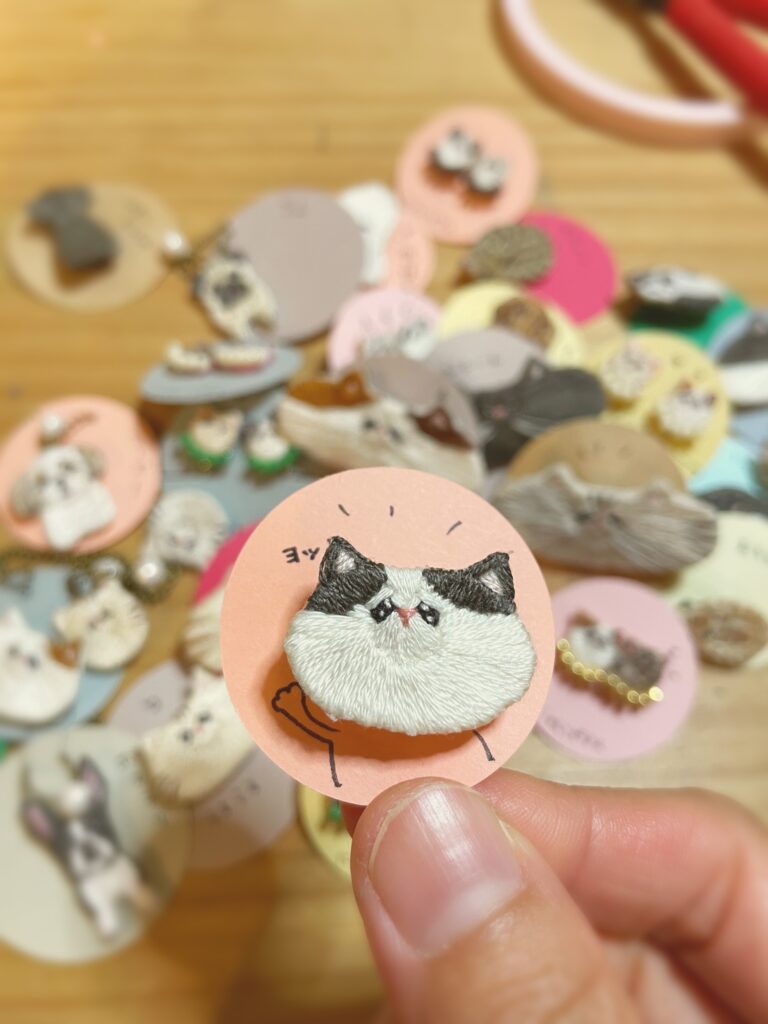 猫の刺繍