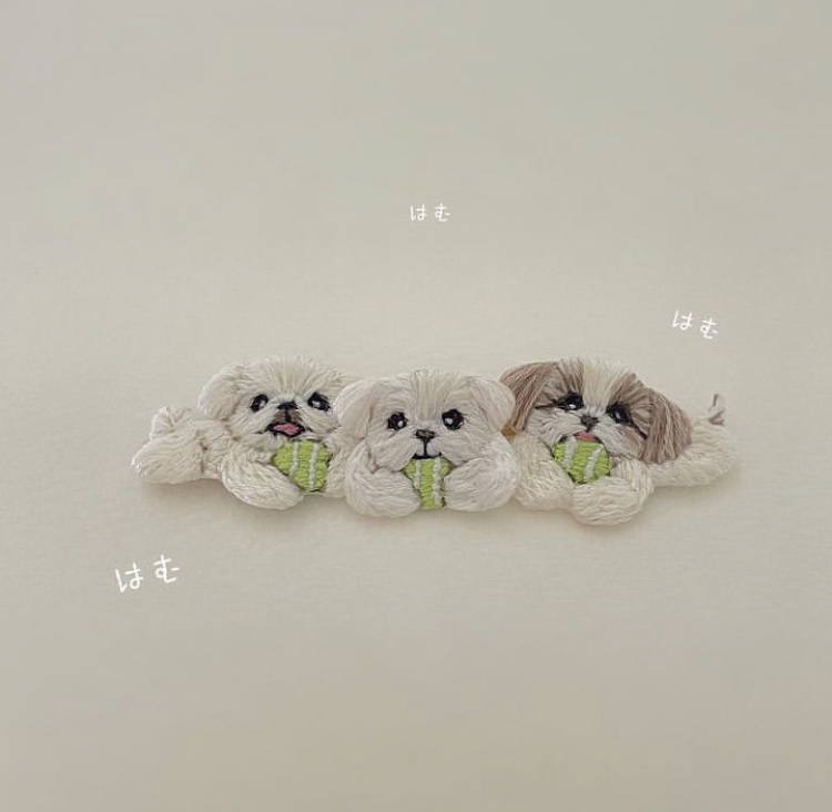 犬の刺繍