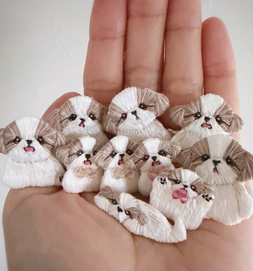 シーズーのミニミニ刺繍