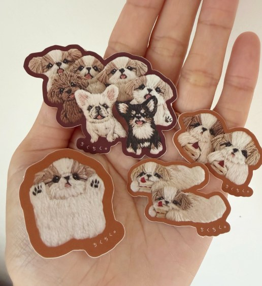 シーズーやフレブルの刺繍ステッカー