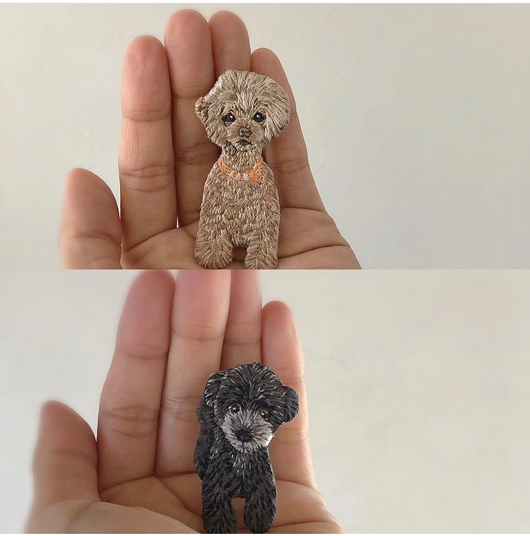 2匹は家族☆トイプードルちゃんを刺繍のブローチにしました