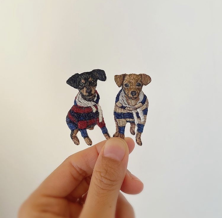 犬の刺繍