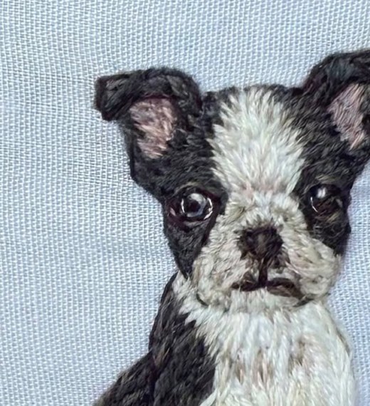 オッドアイの刺繍のアップ
